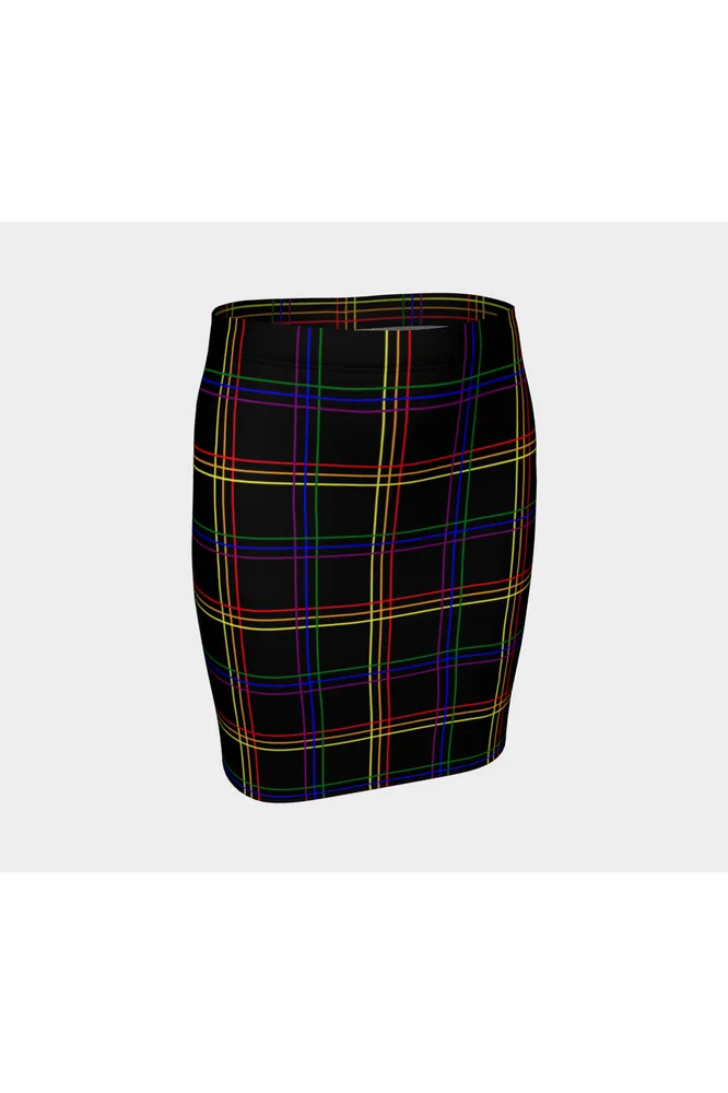 Spectral Plaid Fitted Skirt